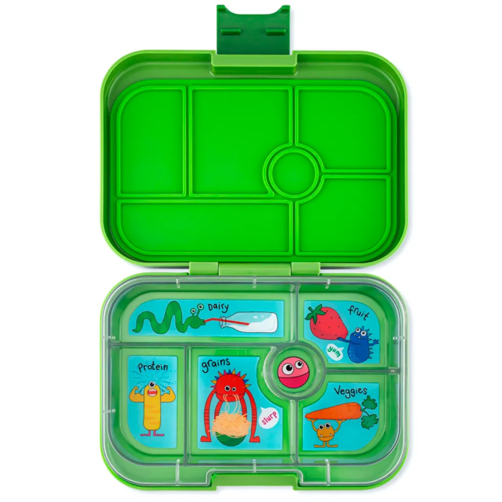 Original Madkasse Med 6 Rum Jurassic Green/Funny Monsters Tray