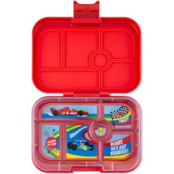 Original Madkasse Med 6 Rum Roar Red/Race Cars Tray