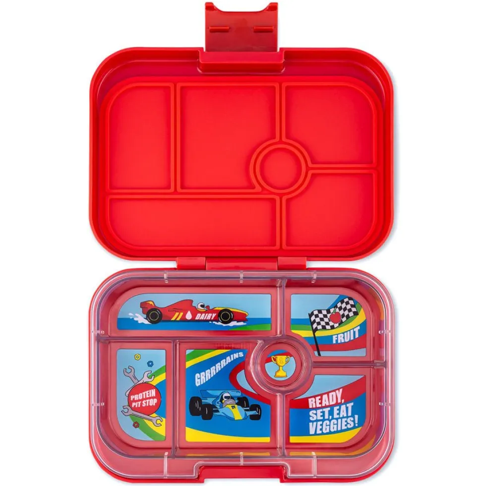 Original Madkasse Med 6 Rum Roar Red/Race Cars Tray