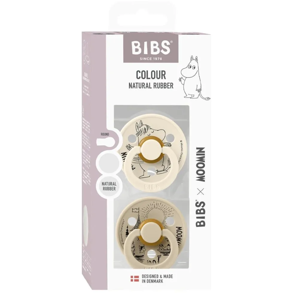 2-Pak BIBS X Mumi Snorkfrøken Colour Sut Ivory/Vanilla (Str 2)