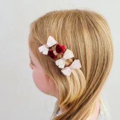 4-Pak Hårspænder Glitter Velvet Bow