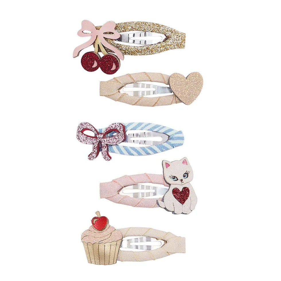 5-Pak Hårspænder Mini Kitty Bow