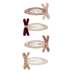 4-Pak Hårspænder Skinny Velvet Bow