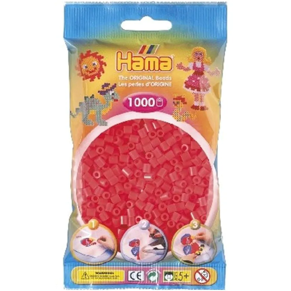 Perler Neon Rød Transparent Frv 35 (1000 stk)