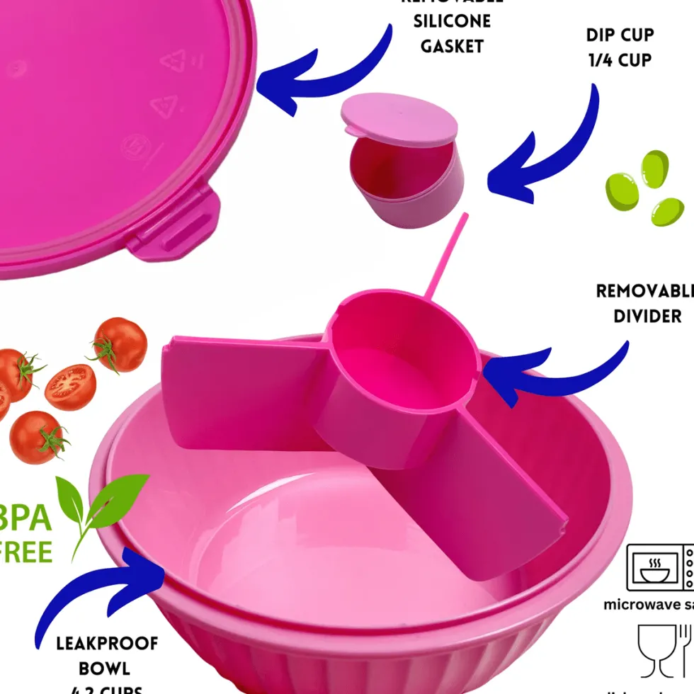 Poke Bowl Madkasse Med Skillevæg Guava Pink