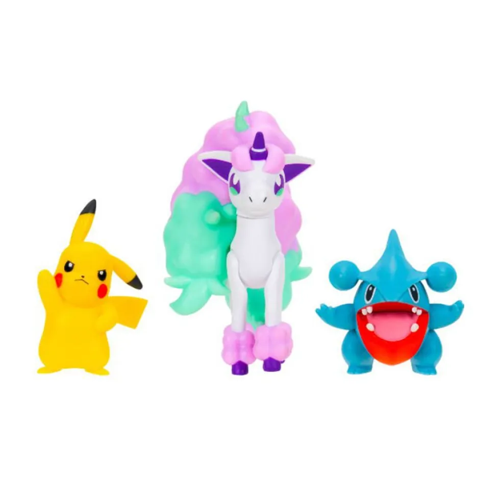 Pokémon 3-Pak Battle Figure, Pikachu/Gible/Galarian Ponyta
