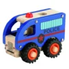 Politibus i træ med gummihjul