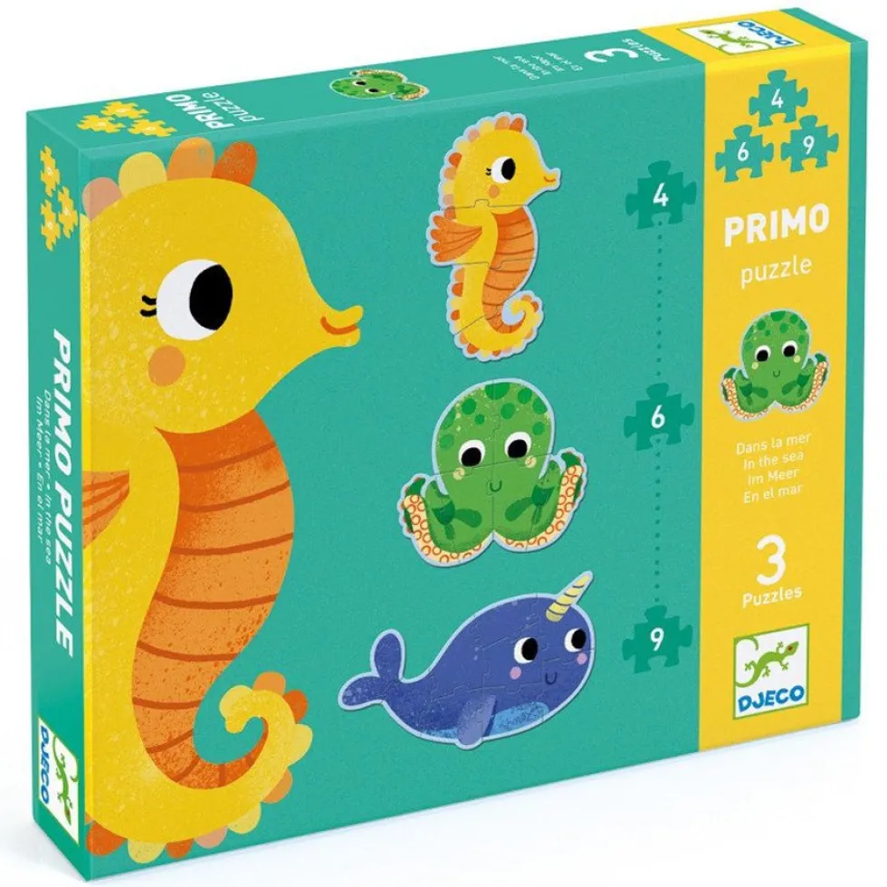 Primo Puslespil med Havets Dyr (4+6+9 brikker)