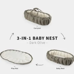 Sebra 3-i-1 babynest, dark olive