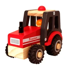 Traktor i træ med gummihjul