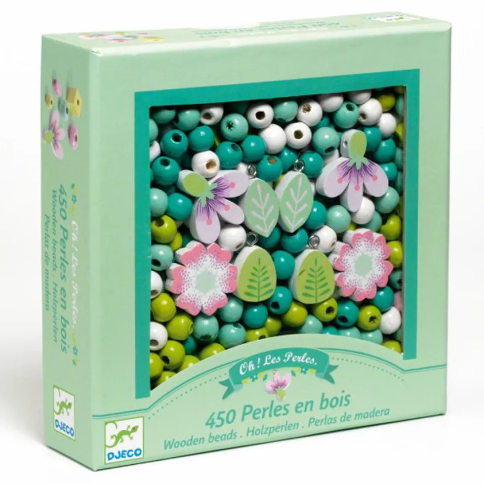Træperler med Blomster