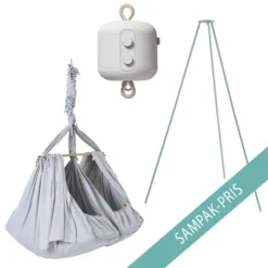 Tvillingeslyngevugge Premium Med Basic Stativ Inkl. Vuggemotor Nature/Sage Green